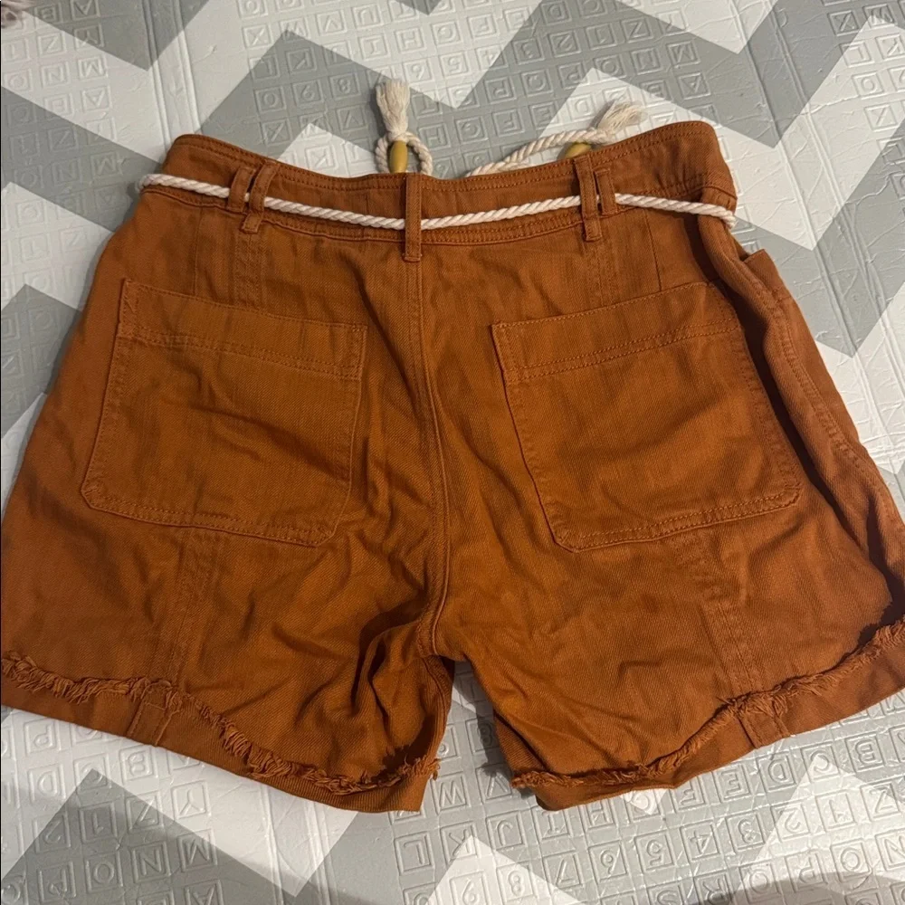 Anthropologie Rust Linen Blend Shorts | Rope Belt | Size 27 | Boho Summer - Picture 5 of 5